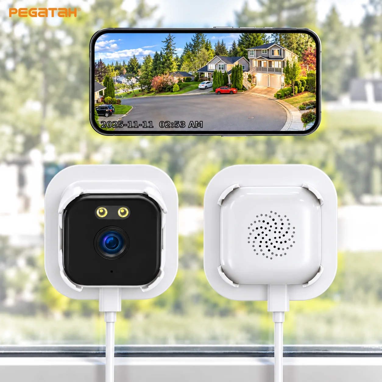 PEGATAH 5MP 2.4/5G Windows Camera Color Night Vision WiFi Indoor Cam For Home Security Motion Detection 24/7 Recording