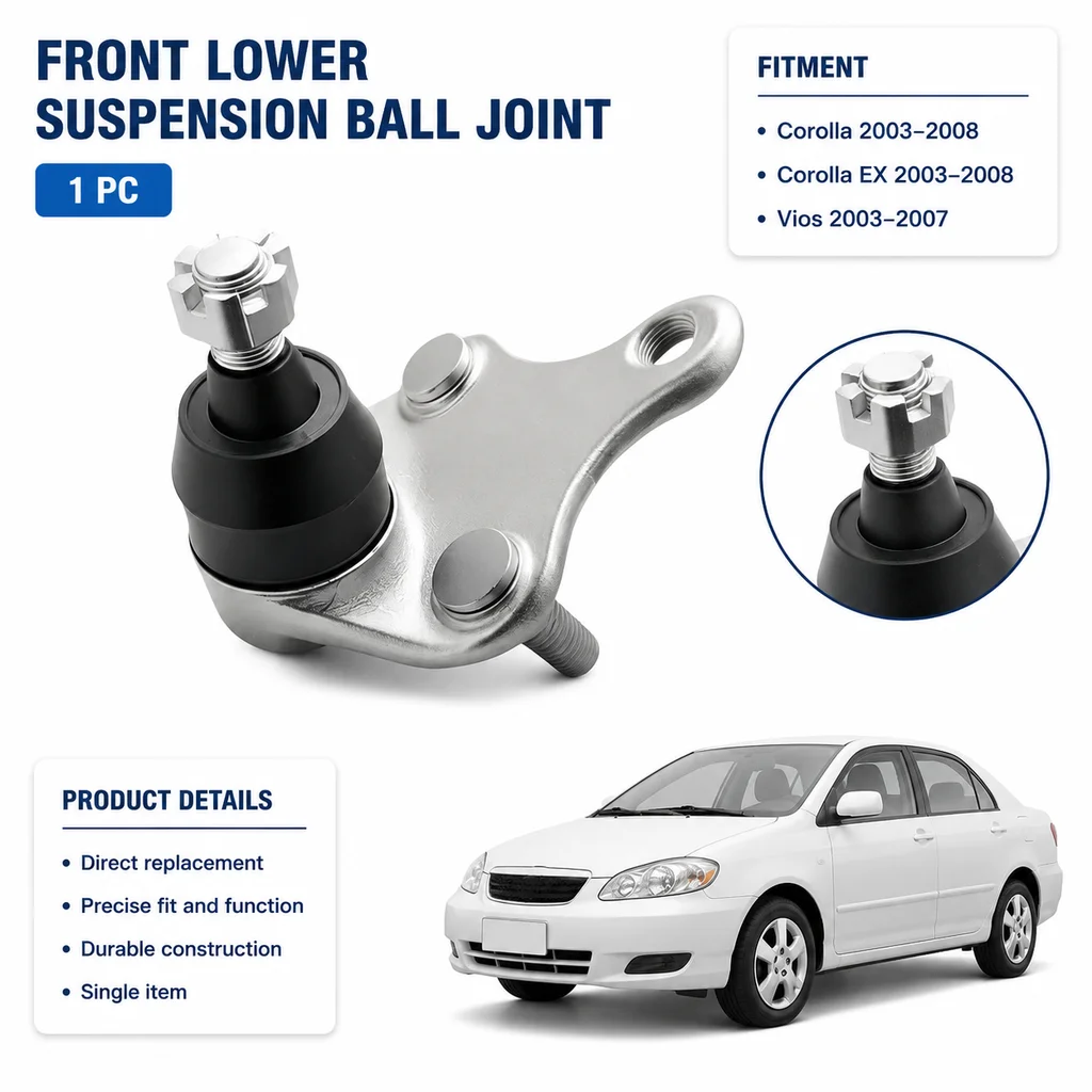 Front Lower Suspension Ball Joint for Toyota Corolla, Corolla EX and Vios Replacement Part Suspension Component Single