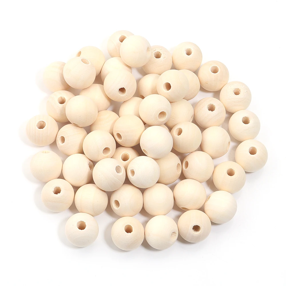 10-100pcs 6-30mm Natural Wooden Beads Round Loose Spacer Balls Wood Beads For DIY Bracelet Jewelry Making Handmade Accessories image 6