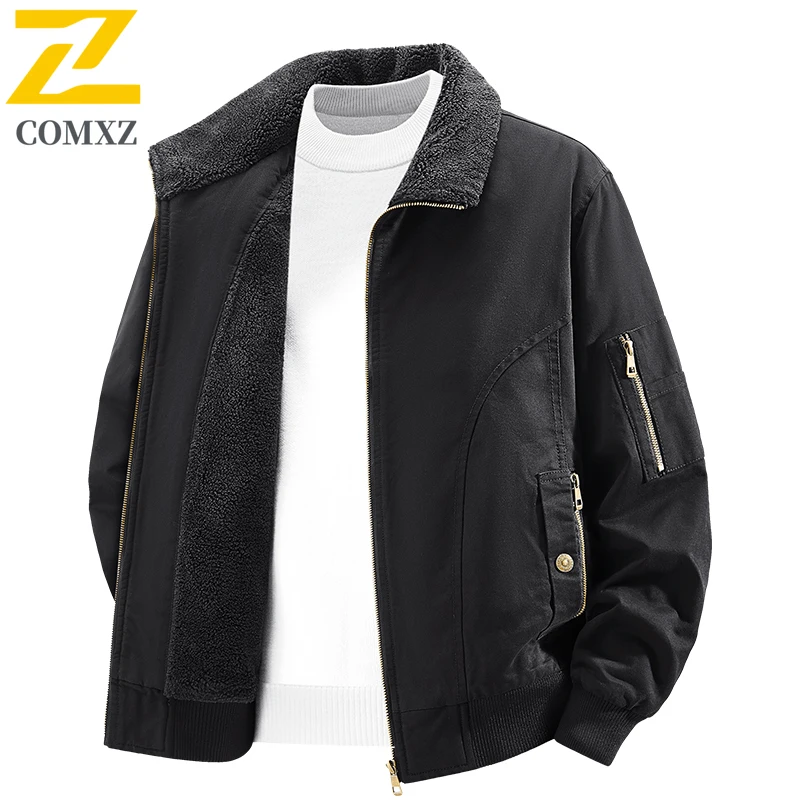 

Men Jacket 2025 Autumn Winter Collection Thick Fleece Cold Protection Warmth Collar Jacket Outdoor Leisure Workwear Zipper Coat