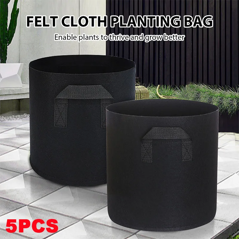 

5PCS 5-15 Gallon Potato Fabric Grow Bags Vegetable Tomato Strawberry Seedling Planting Bag Breathable Plant Flower Grow Bags