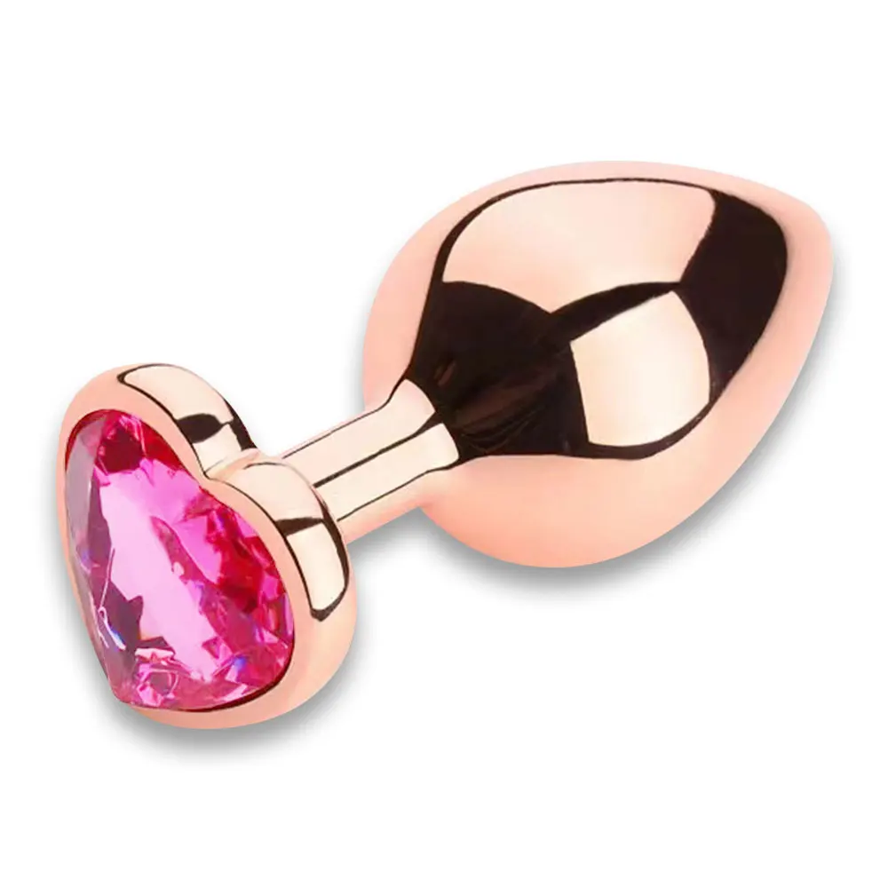 Rose gold pink Heart shape Crystal Metal anal beads butt plug  Prostate Massager Adult Gay Products sex toy for female male