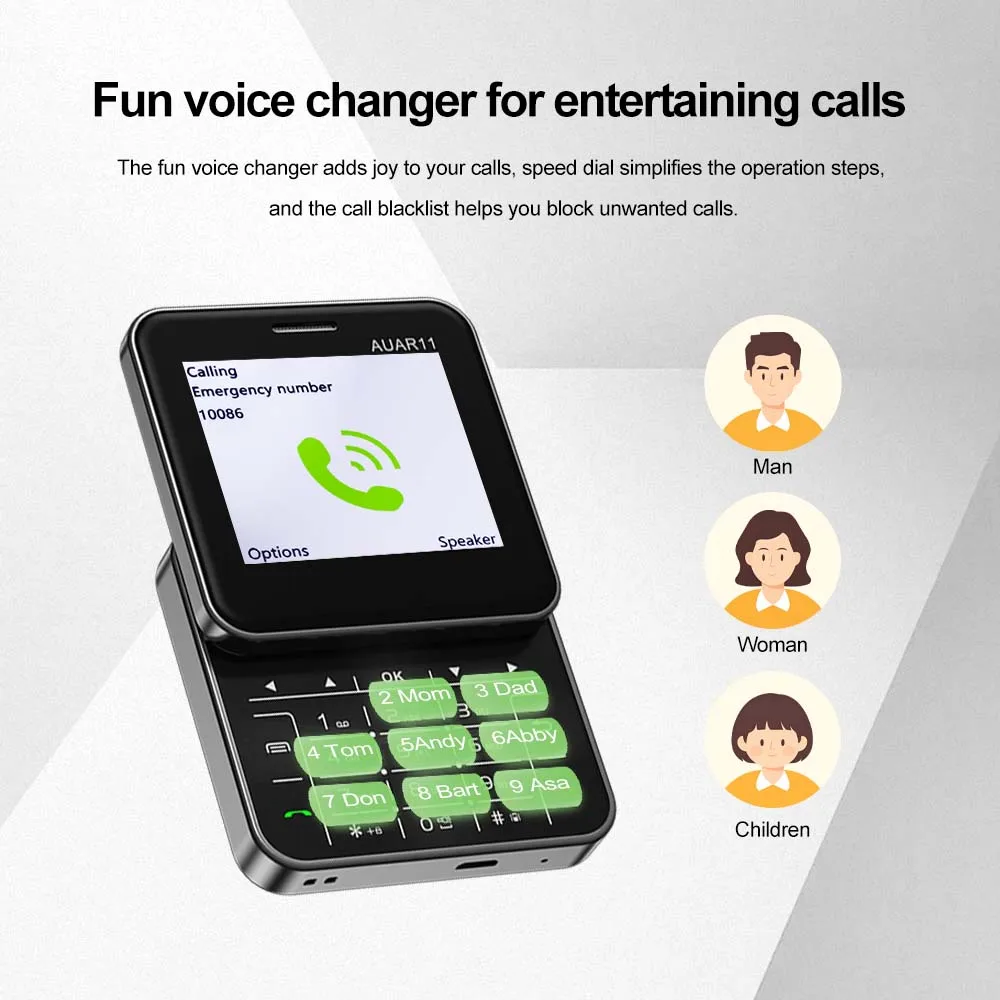 SERVO Rotatable Mini Mobile Phone 2.4 Inch Display Dual SIM Magic Voice FM Radio Speed Dial Unlocked Feature Cellphone Blacklist