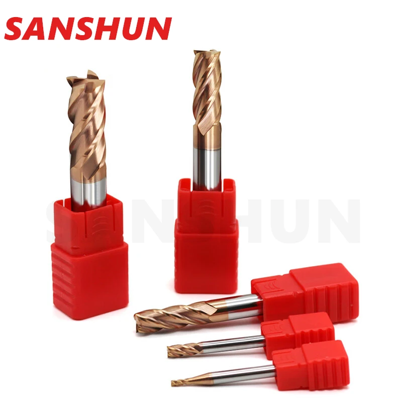 TGR-HRC55 Alloy Coating 4 Flute Tungsten Steel Carbide Flat Bottom Milling Cutter CNC Mechanical Machin Special End Mill Tools