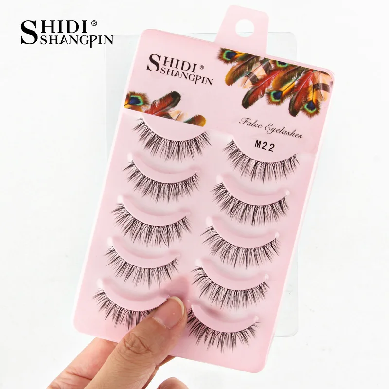 SHIDISHANGPIN 3/5 Paar halbe Wimpern, transparenter Stiel, unsichtbares Band, künstliche Nerzwimpern, wiederverwendbar, falsche Wimpern, natürlich, flauschig – Detail 35