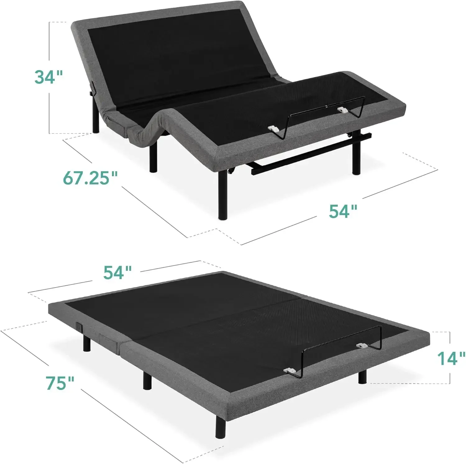 Best Choice Products Ergonomic  Adjustable Bed, Zero Gravity Base for Stress Management w/Wireless Remote Control