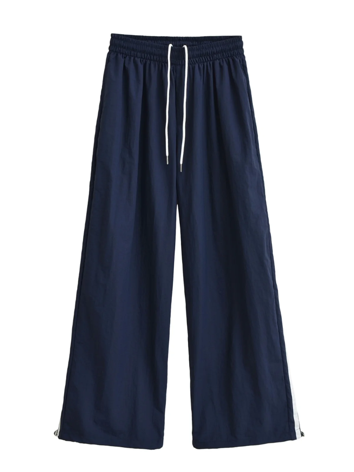 

Retro Contrast Color Two Bars Work Pants Women's Elastic Waist Casual Pants Spicy Girl High Waist Sports Long Pants