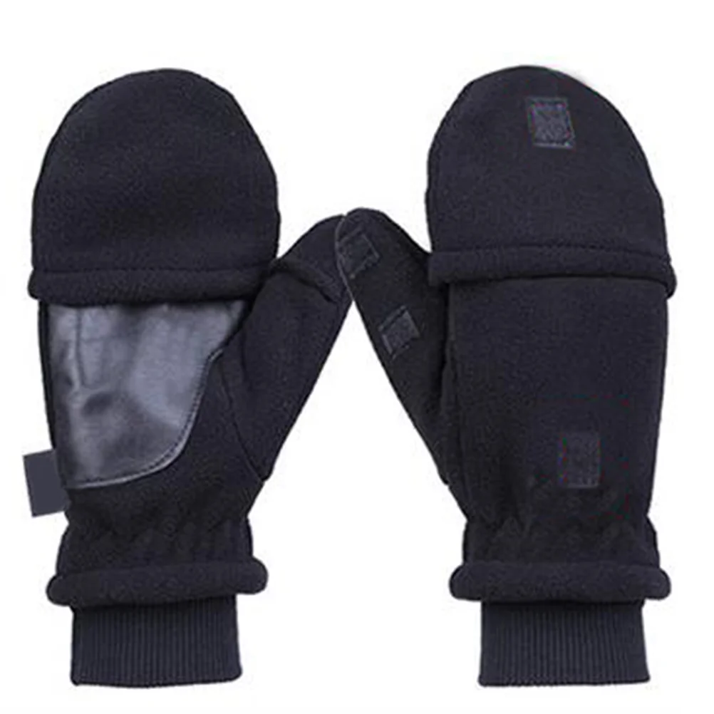 

Fingerless Riding Gloves Half-finger Double Layer Adult Keep Warm Touch Screen Student