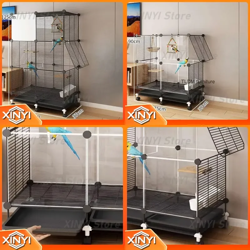 Feeder Aviary Rabbit Bird Cage House Carrier Habitat Canary Metal Bird Cage Luxury Villa for RR50BC Pet Products