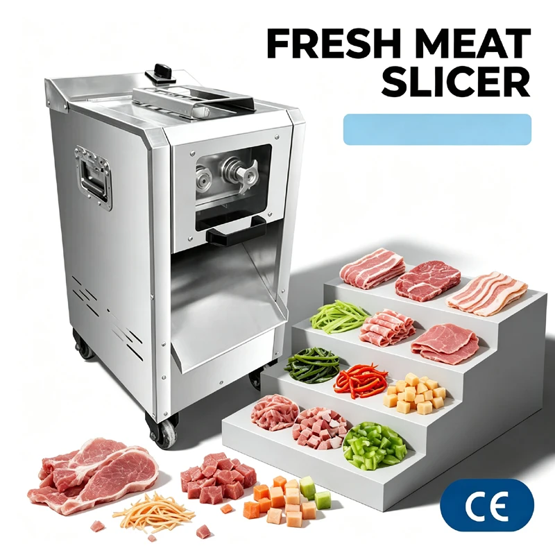 2200W Vertical Electric Stainless Steel Fresh Meat Processing Machine For Commercial Restaurant Canteen Meat Slicer