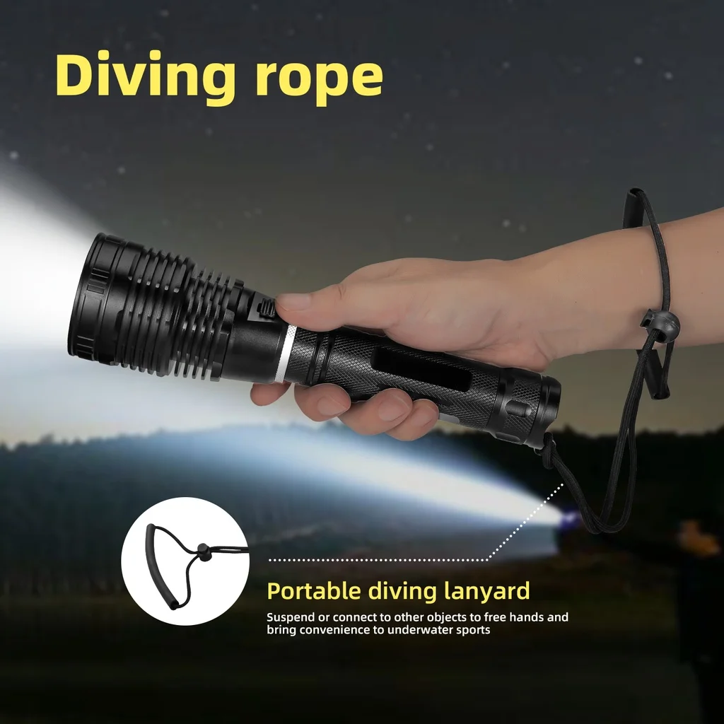 Potente linterna de buceo impermeable, luz subacuática Xhp70.2, 100m