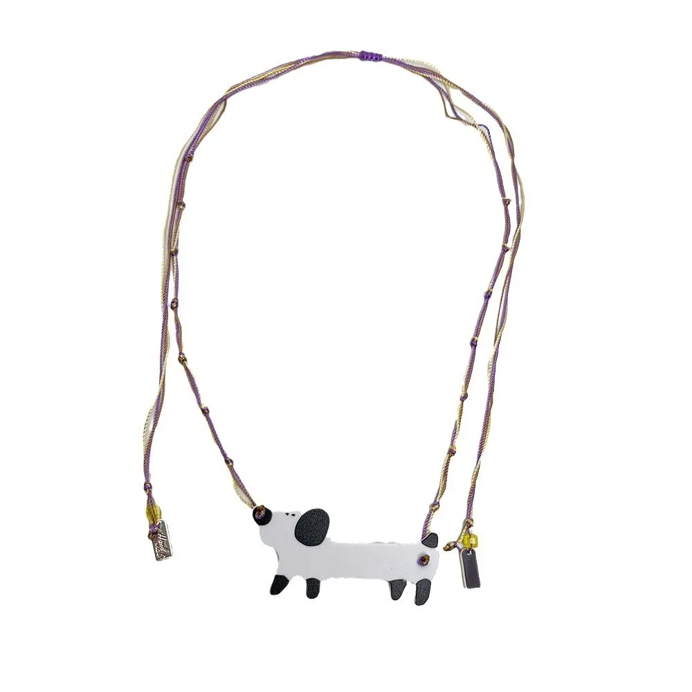 الأزياء الرجعية السيراميك قلادة قلادة الأصالة أنيقة السجق الكلب قلادة ارتداء اليومي فتاة سترة الملحقات