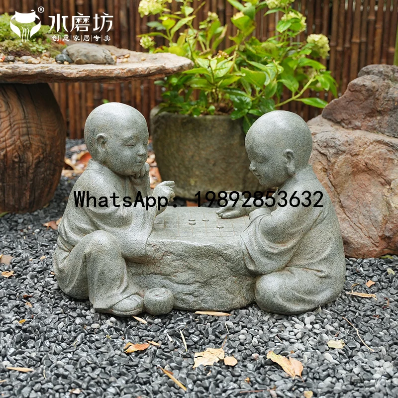 XL Garden Decoration Victory Chess Game Sha Mai Zen Little Monk Ornament
