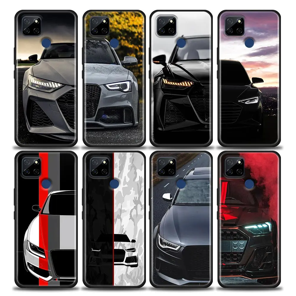 Black A-Audi Luxury Cars Comics Phone Case For OPPO Realme 5 5S 6 7 7i 8 8i 9 9i 10 11 12 Pro Plus 5G 4G Case Black Cover Fundas