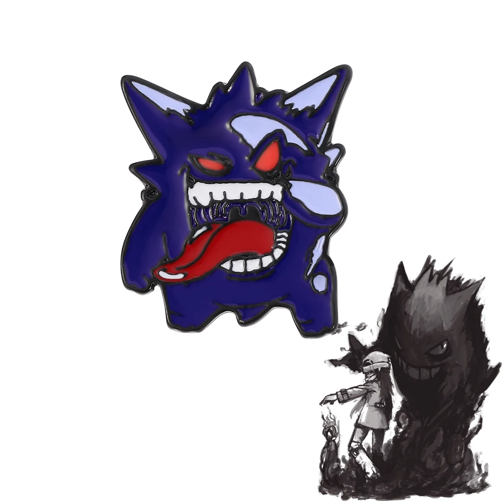 Anime Pokemon Gengar Enamel Brooch Cartoon Ectoplasma Lapel Pins Cute Gengar Pins  for Clothing Accessories Badge