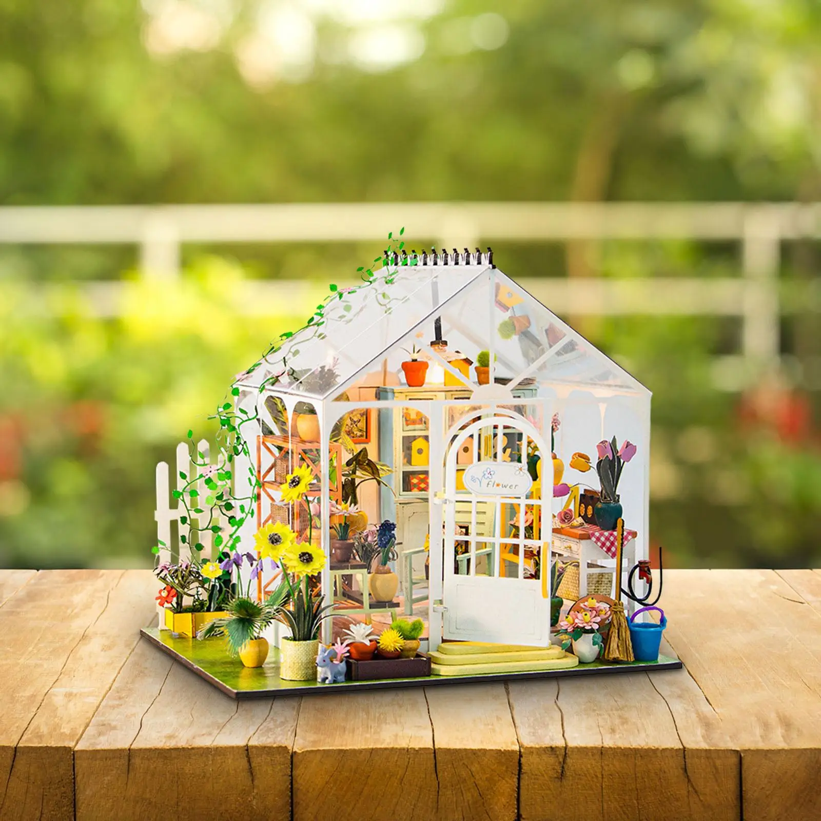 DIY Drewniany Miniaturowy Domek dla Lalek Kreatywny i Doniczka dla Chłopców Dziewcząt Dorosłych