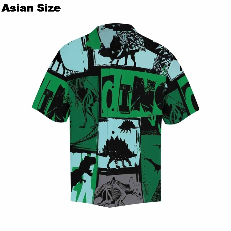 

Детские рубашки с забавным рисунком динозавра для мужчин, одежда, гавайская пляжная рубашка с 3D принтом, топы с короткими рукавами y2k, одежда, блузка с лацканами