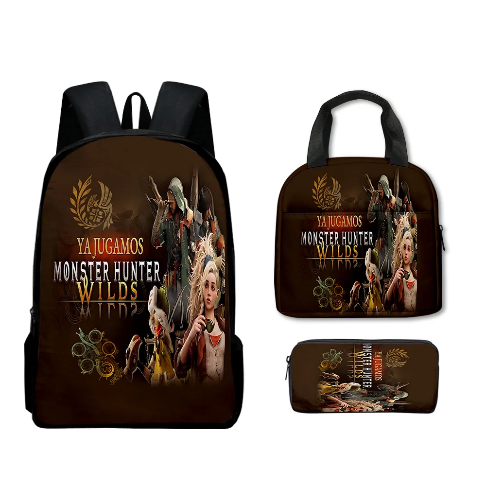 

Classic Popular Funny Novelty Monster Wilds 3D Print 3pcs/Set Student School Bags Laptop Daypack Backpack Lunch bag Pencil Case