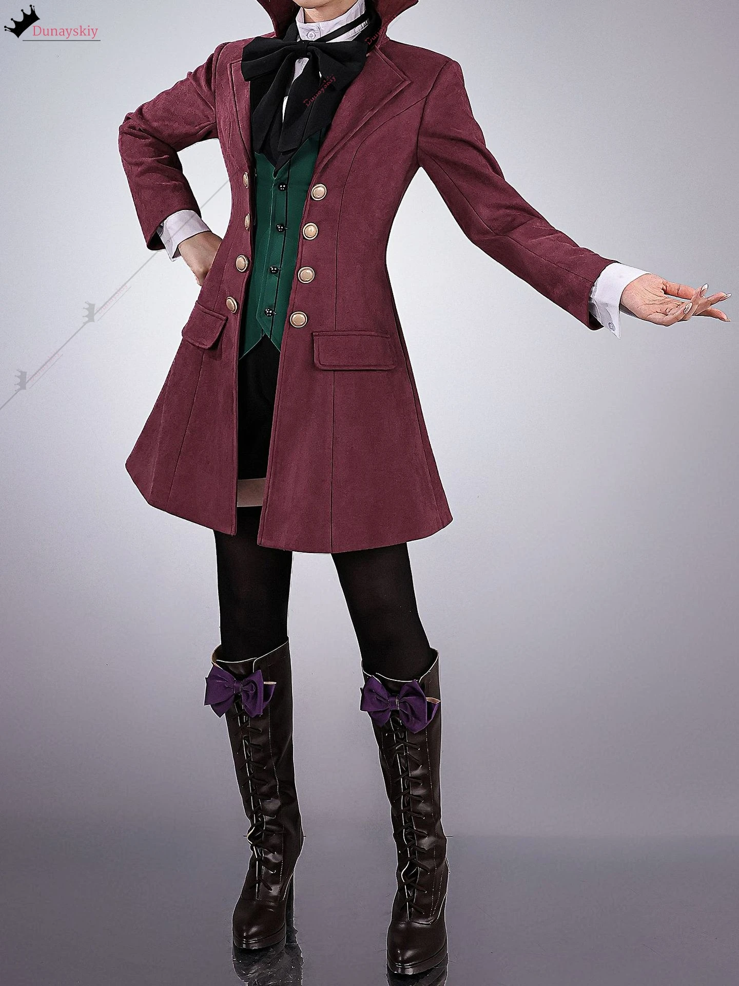 YiNuo*/Cosplay Anime Alois Trancy Costume Purple Evening Dress Coat Shirt Uniform Wig Fullset Halloween Masquerade Costumes view 2