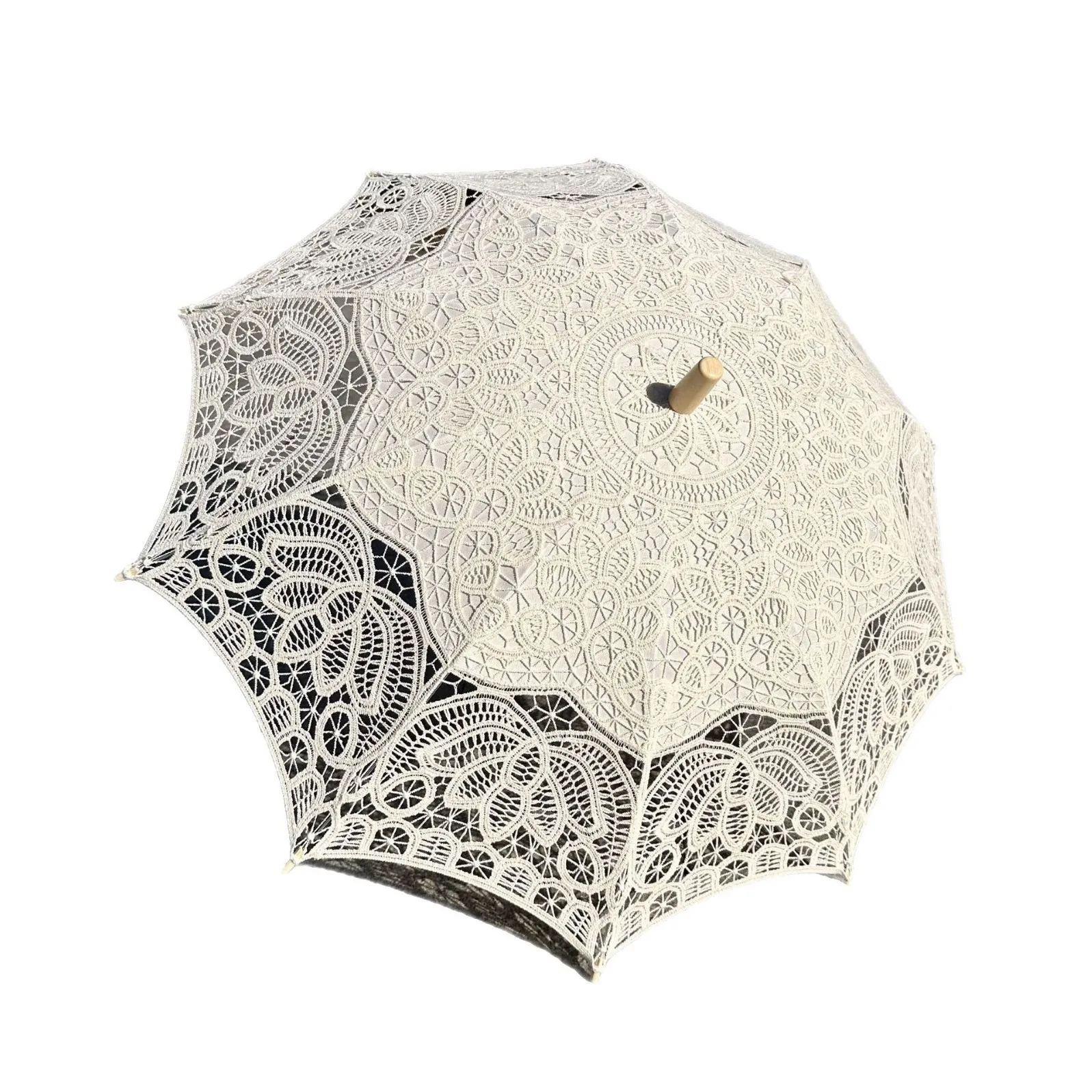 

Кружевной зонт с вышивкой, реквизит для фотосессий, свадебный декор, хлопковый зонт с вышивкой, зонт с деревянной ручкой