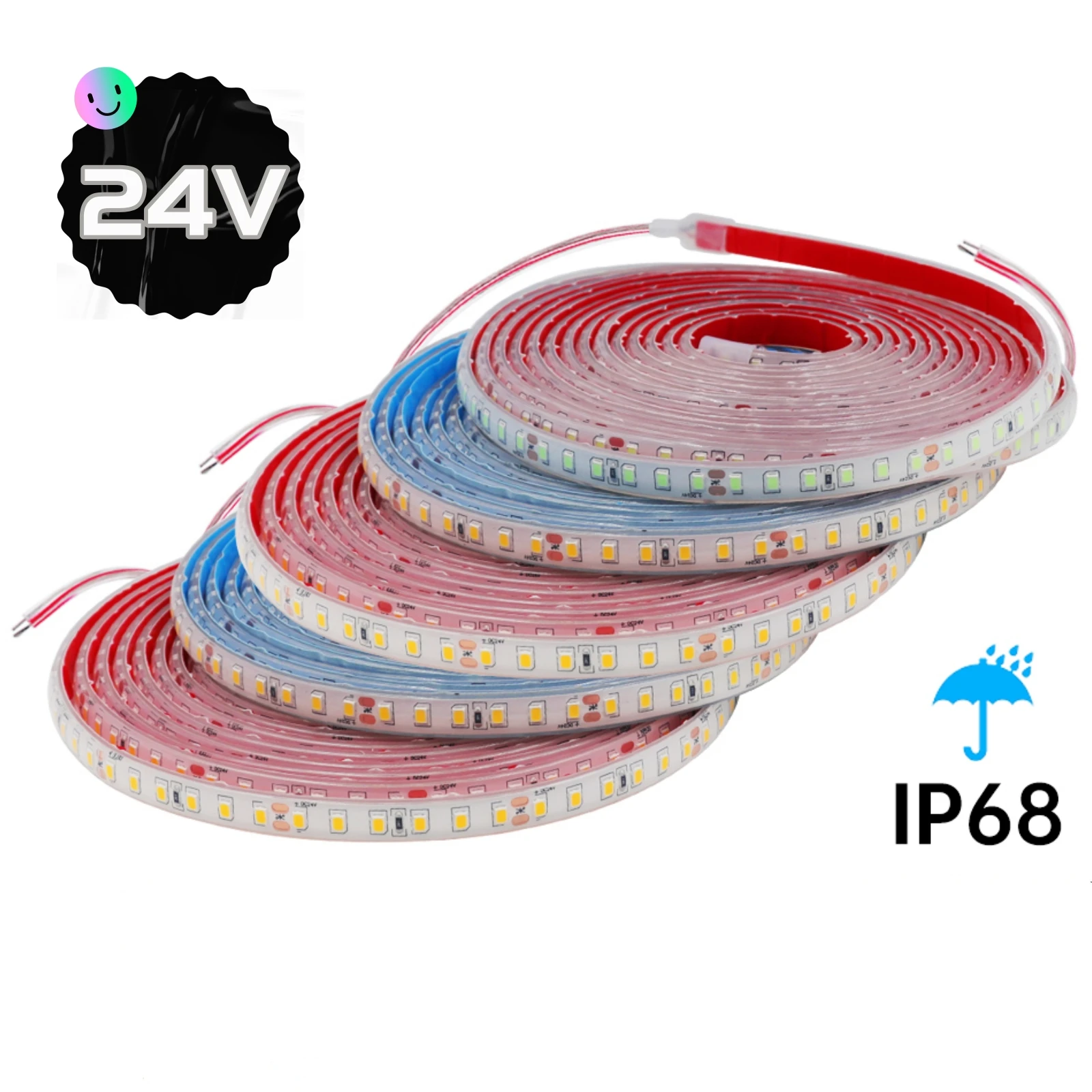 IP68 Waterproof LED Strip Light 24V 120LEDs/M 2835 Underwater Outdoor Satety Flexible LED Tape 8MM PCB Ribbon For Swimming Pools