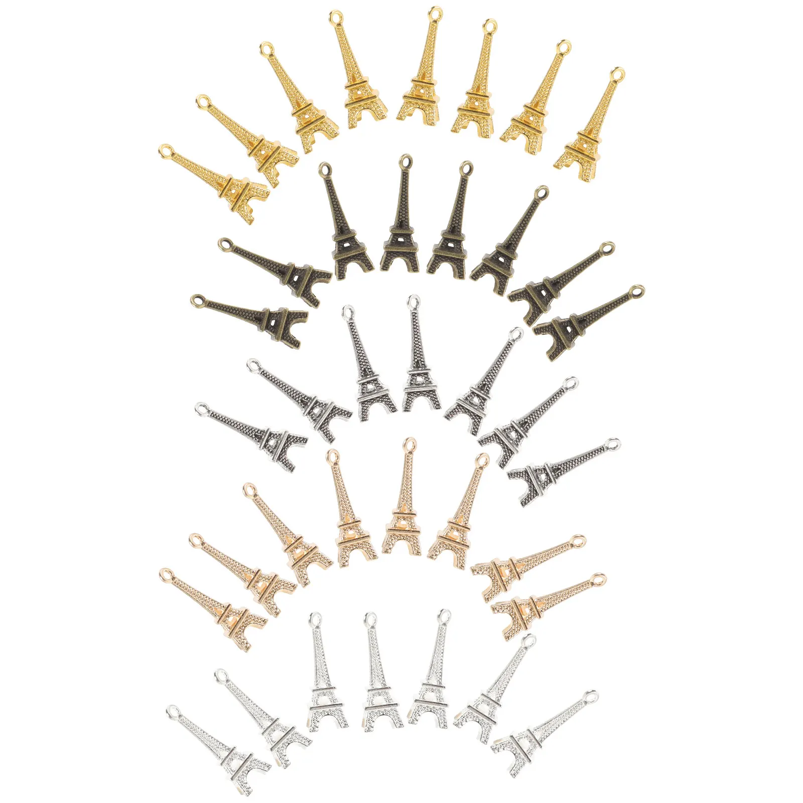 

60Pcs Eiffel Tower Hanging Alloy Pendant Retro Mini Jewelry Accessories for DIY Necklace Keychain Bracelet Gifts