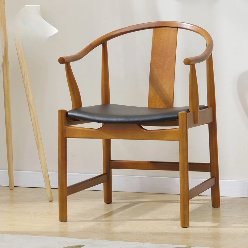 Massivholz Armlehnenstuhl Nordic einfache PU Pad Taishi Stuhl Studie Computer Massivholz