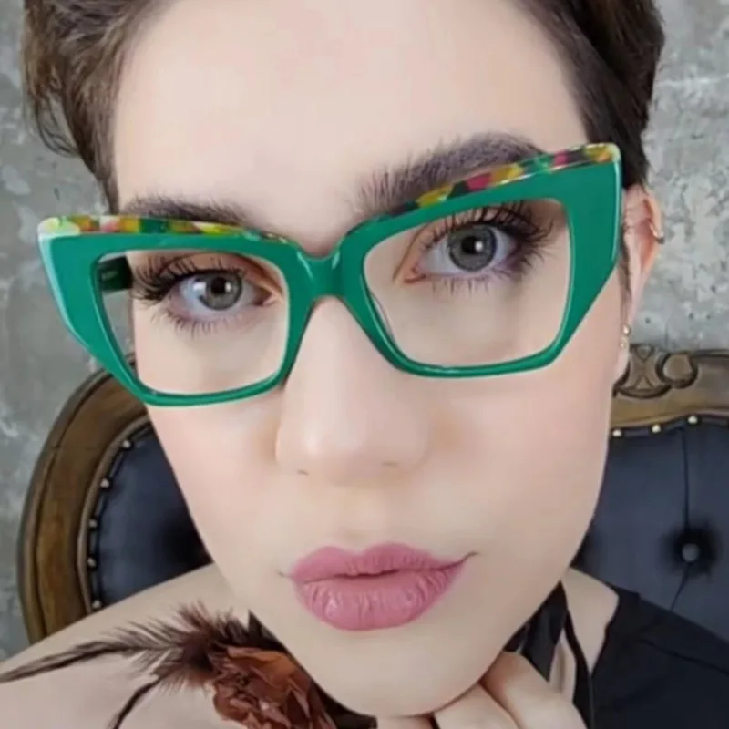 Neue Retro Anti Blau Licht Cat Eye Brille Rahmen Für Frauen Männer Vintage Design Klare Farbbare Linse TR90 Mode Weibliche Brillen – Detail 2