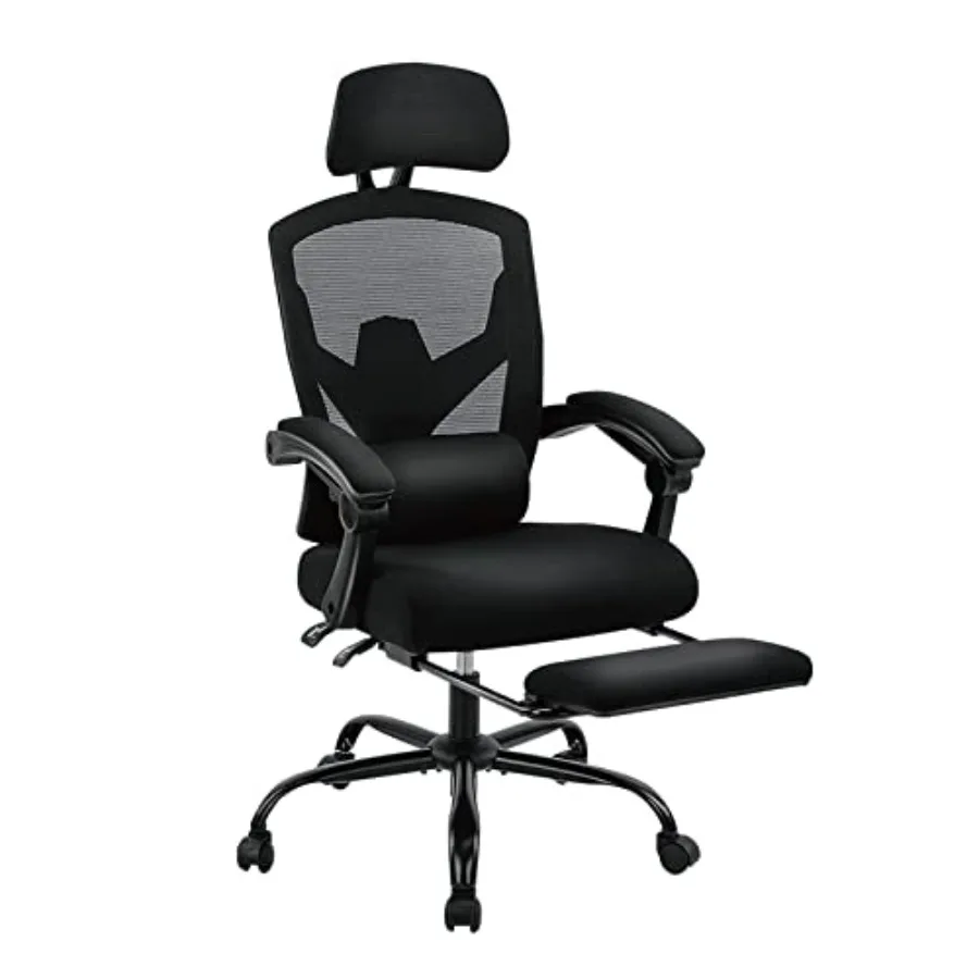 

Home Office Desk Chair with Footrest High-Back Mesh Rolling Swivel Reclining Chair with Wheels Comfortable Headrest Lumbar Supp