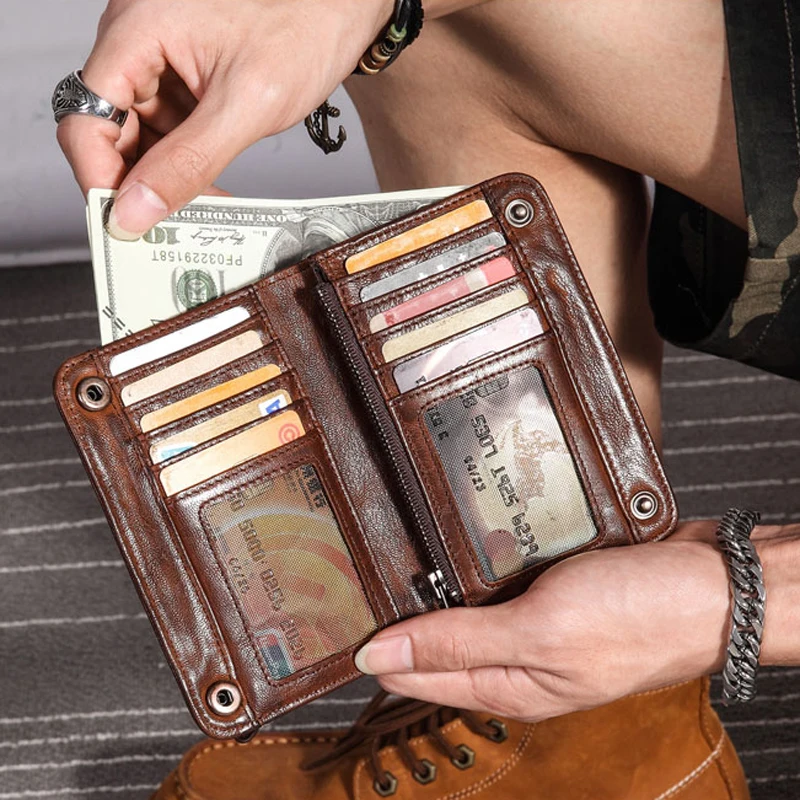AETOO  Leather purse men's short vertical multifunctional driver's license card bag men's handmade vintage tide brand sheepskin image 5