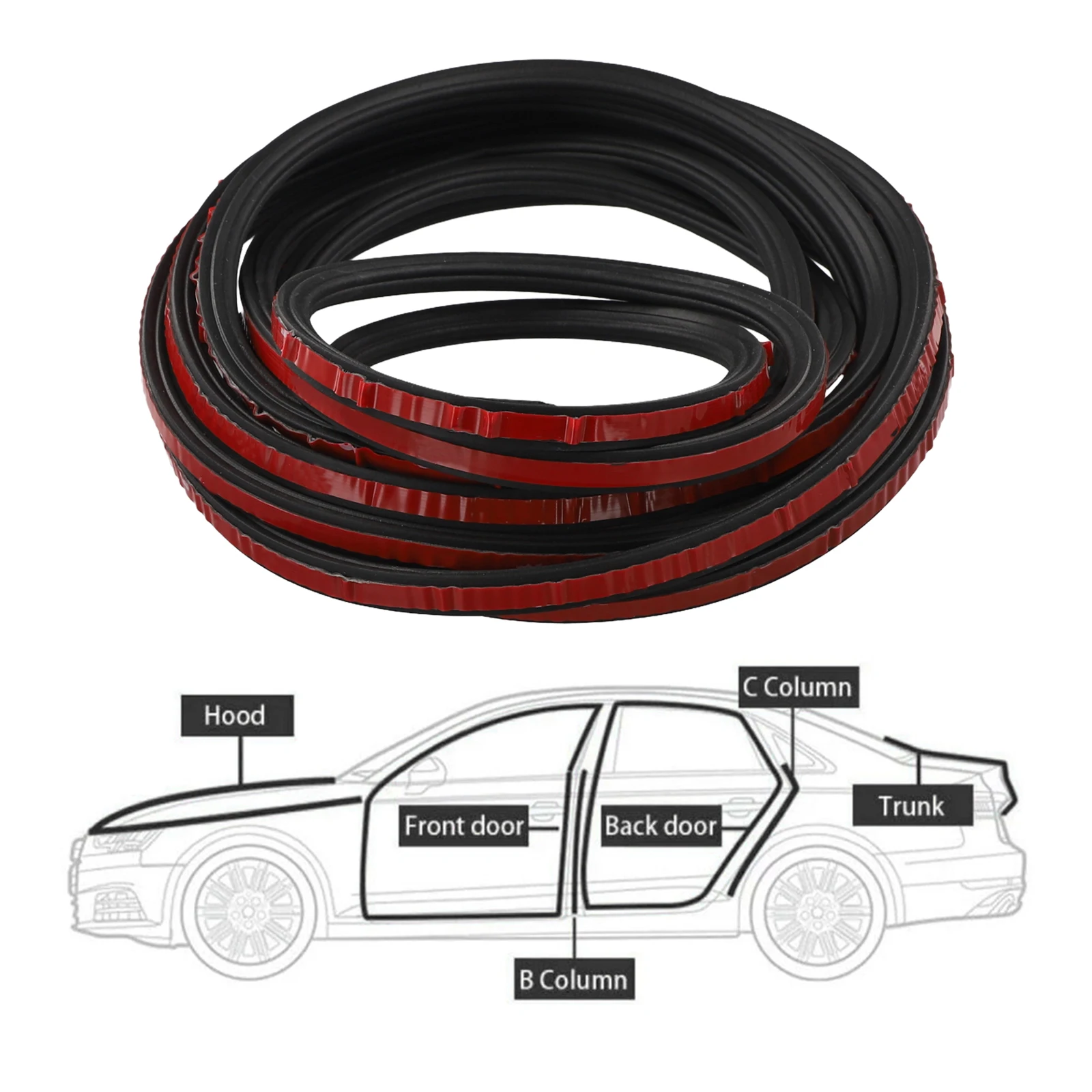 1pc 3-Layer Seal Strip Vehicle Door Seal Strips Sound Insulation Weatherstrip 5M Rubber Strips Practical Vehicle Accessory