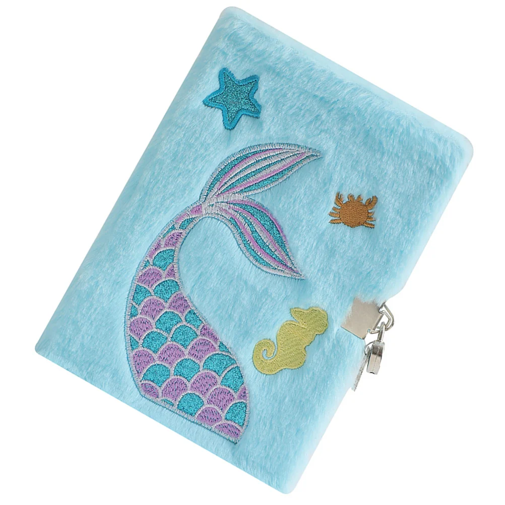 plush locked notebook para meninas mermaid tail diary cadernos bloqueaveis para tirar a capa das almofadas cartoon notepad 01