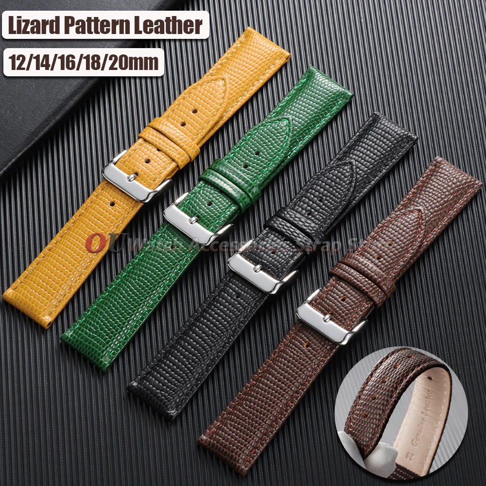 Hochwertiges Leder-Uhrenarmband mit Eidechsenmuster, 12 mm, 14 mm, 16 mm, 18 mm, 20 mm, für Seiko, für Omega, Rindsleder-Uhrenarmband, Herrenarmbänder