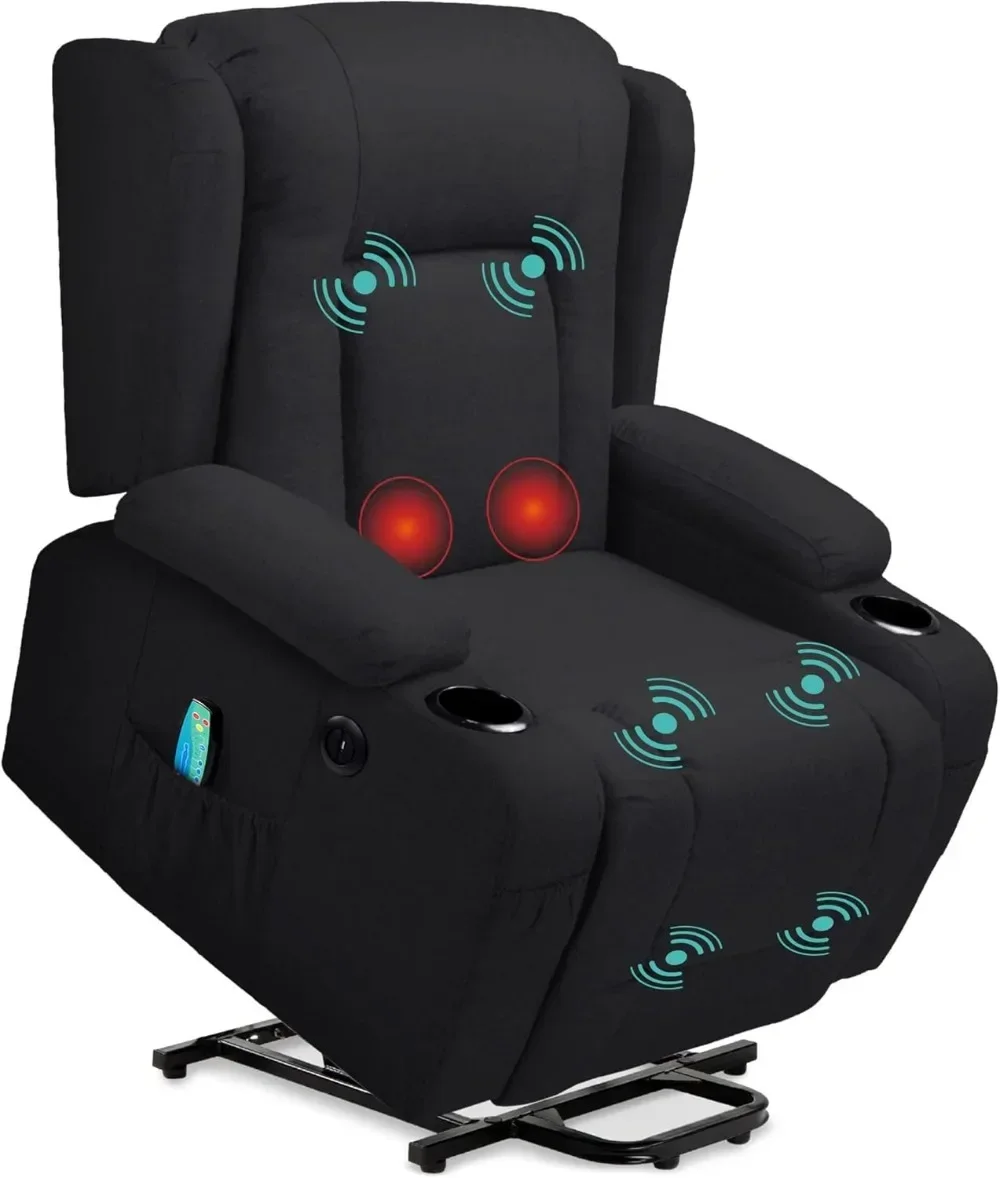 Modern Linen Electric Power Lift Chair, Recliner Massage Chair, Adjustable Furniture for Back, Legs w/ 3 Positions, USB Port