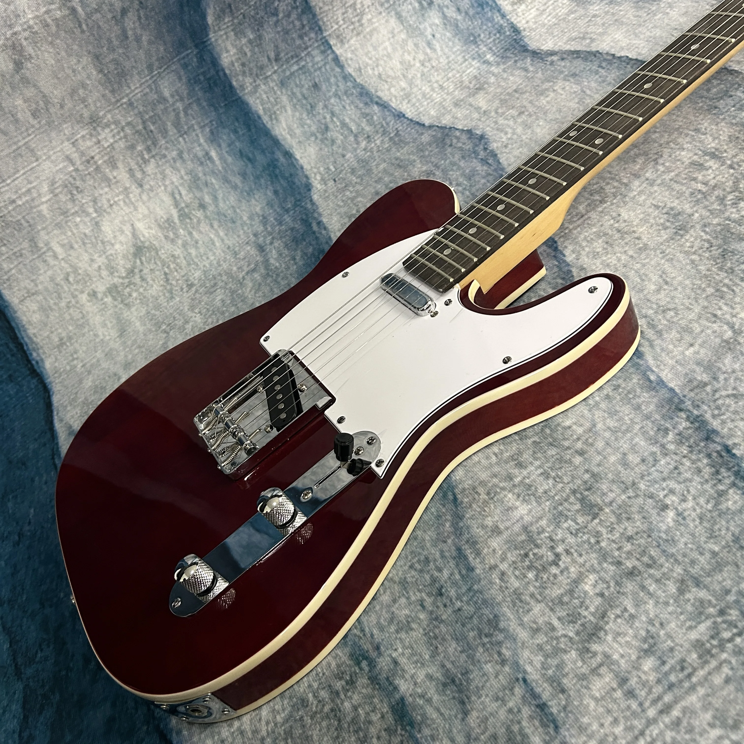 جيتار كهربائي TL باللون الأحمر الخمري - 22 فريتس من خشب الورد - ربط مزدوج