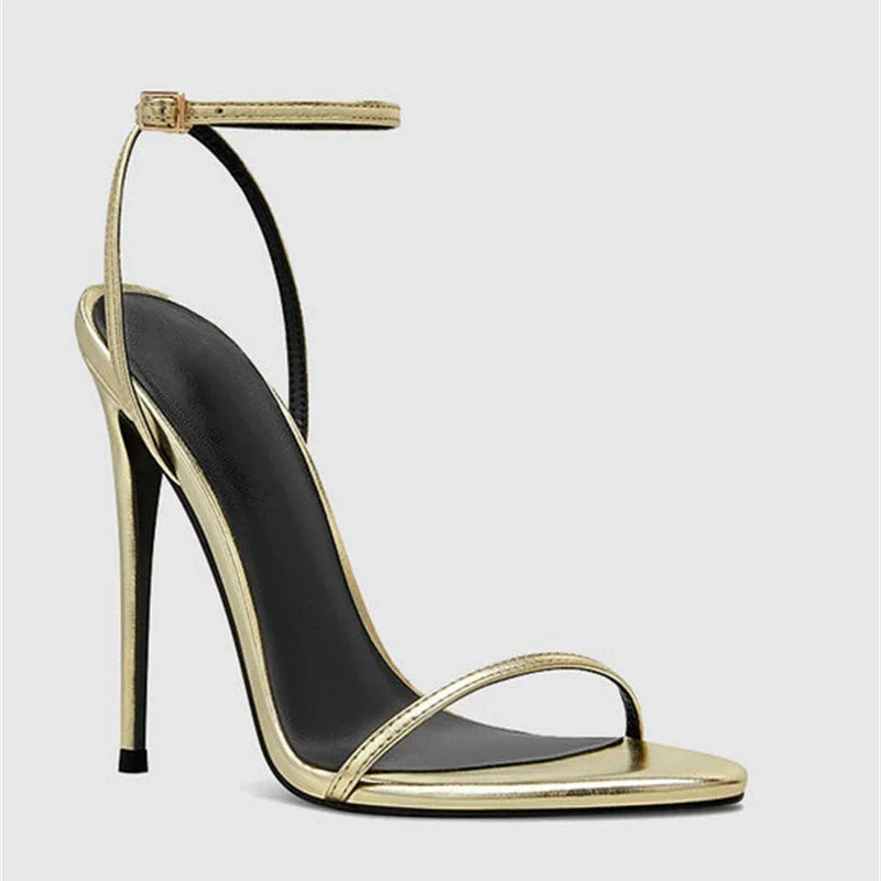 Summer new pointed patent leather one-line foot nude lace-up sexy sandals thin high-heeled banquet dress large-size women's shoe