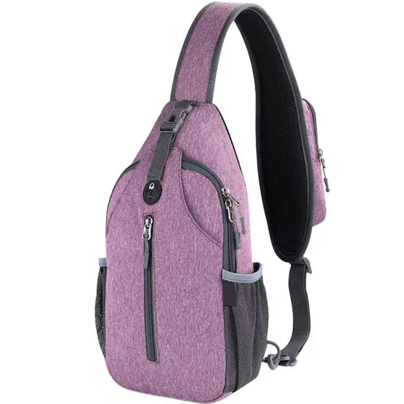 Crossbody Sling Rugzak Mode Schouder Borst Tas Met Oortelefoon Gat Vrouwen Heren Draad Polyester Ritssluiting