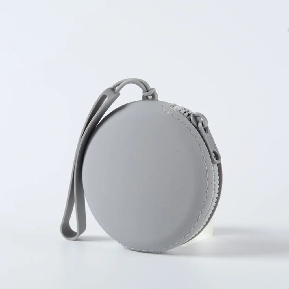 Protable Silicone Coin Purse Zipper Waterproof Earphone Bag Solid Color Travel Pouch Women Girls