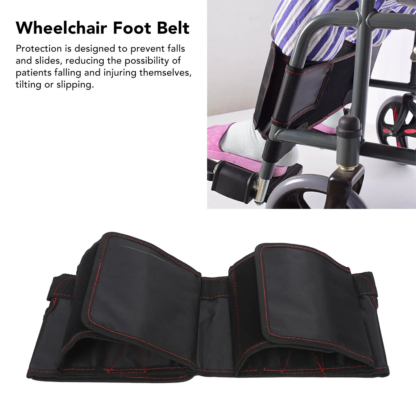 Wheelchair Leg Strap Black Wheelchair Foot Rest Restraint for Elderly Disabled Legs Restraining Safety Fixation Strip Brace