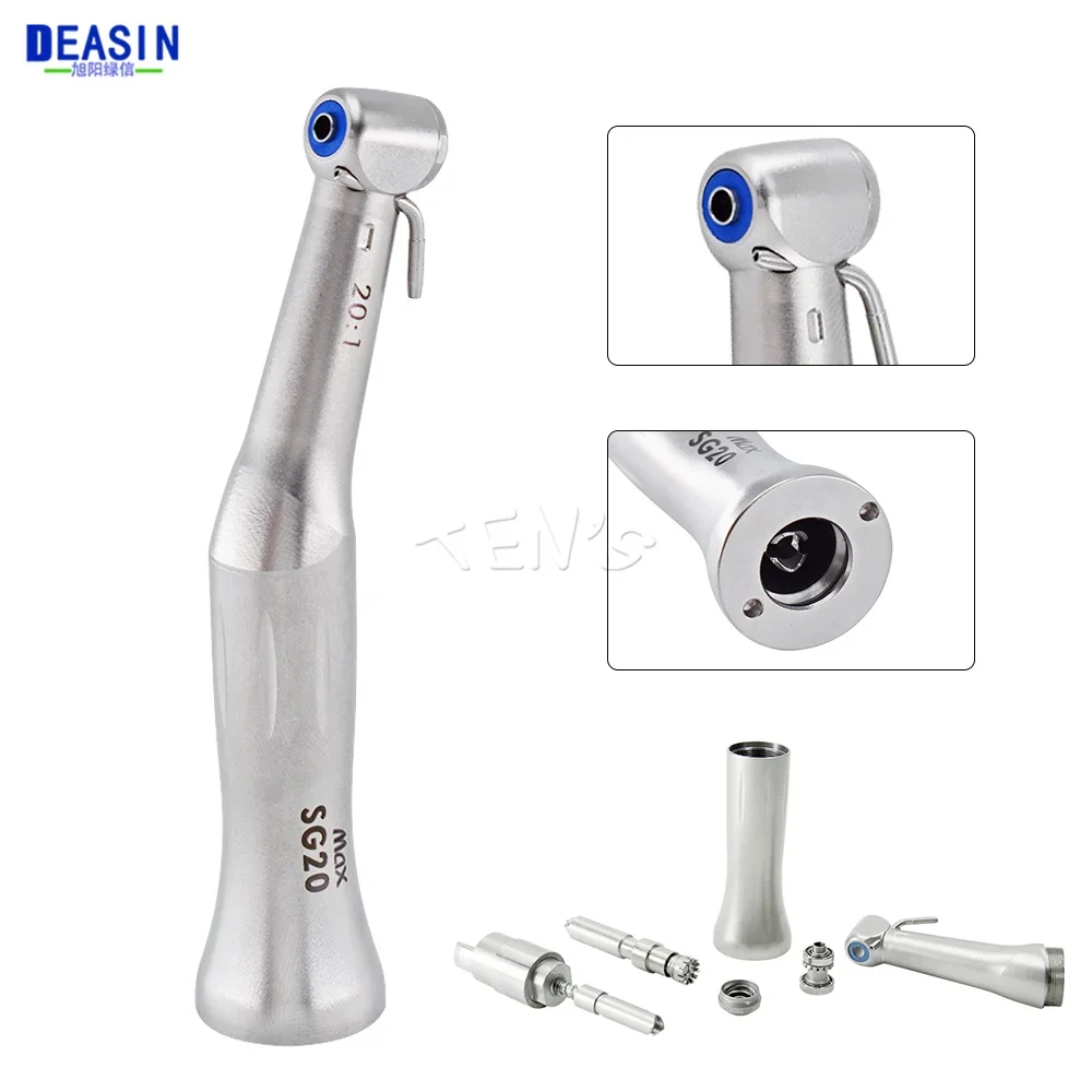 Dental Low Speed Handpiece 20:1 Reduction Implant Surgery Contra Angle Handpiece De MAX SG20 Air Turbine