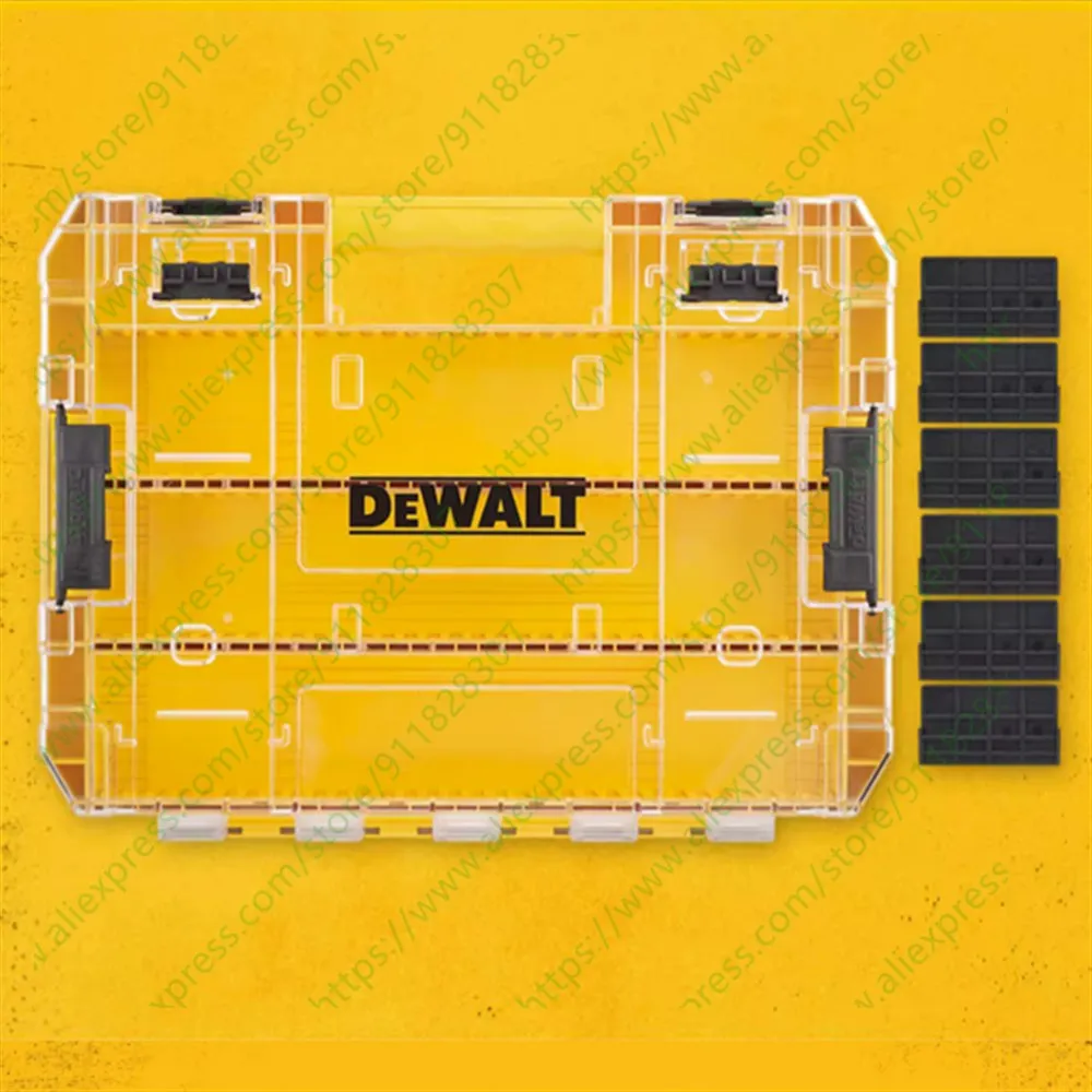 DEWALT DT70839 Tough Case (Large) with Divider Organizer Tool Box Transparent Lid Screws Bits Accessory Stacking Storage Case