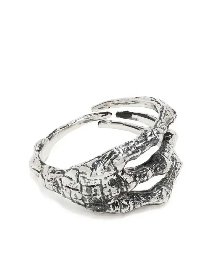 

YOJI OOAK ENGRAVED RING 925 embossed hollow sterling silver ring handmade retro ring male