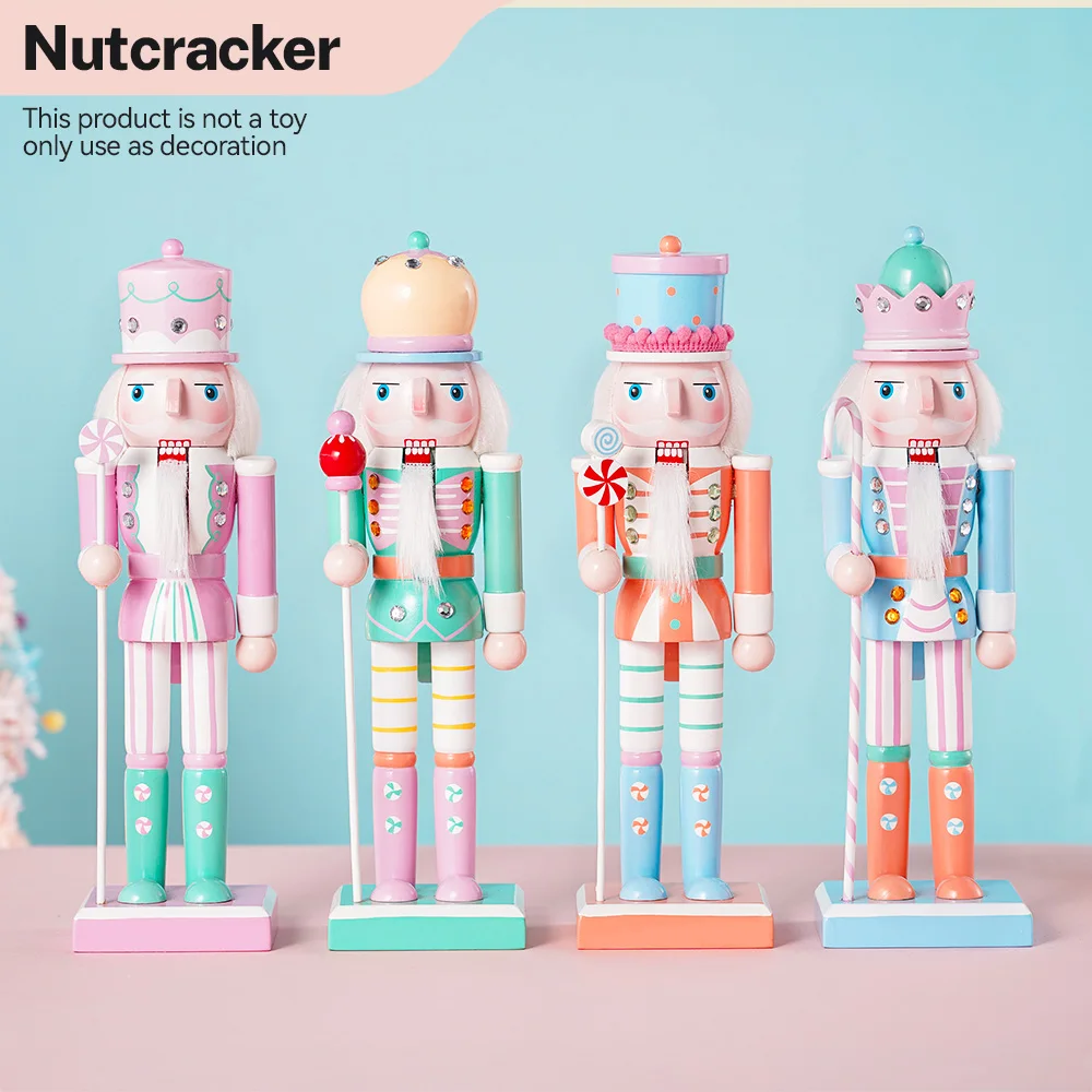 25CM Holz-Handwerkskunst Nussknacker-Soldat Ornament Süßigkeiten-Serie Puppenstatue Heim- und Bürodekoration Weihnachten Neujahr Geschenk – Detail 6