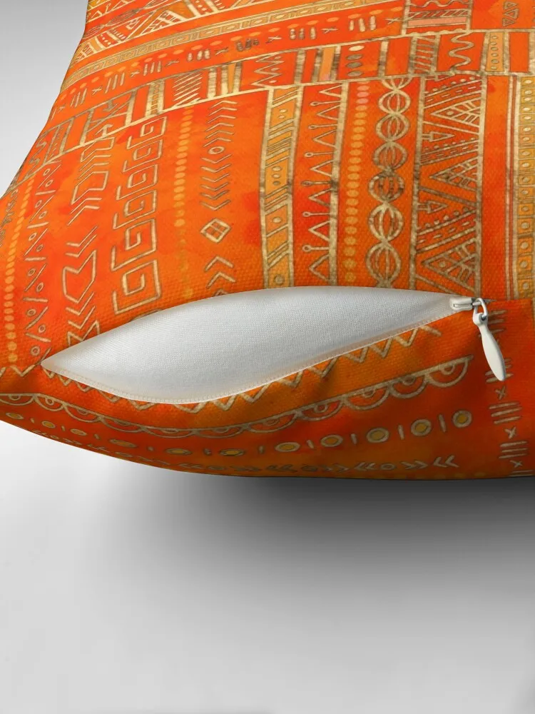 Tribal Ethnic pattern gold on bright orange Throw Pillow Pillowcases Cushion Covers Sofa Cushion Cover Luxury pillow