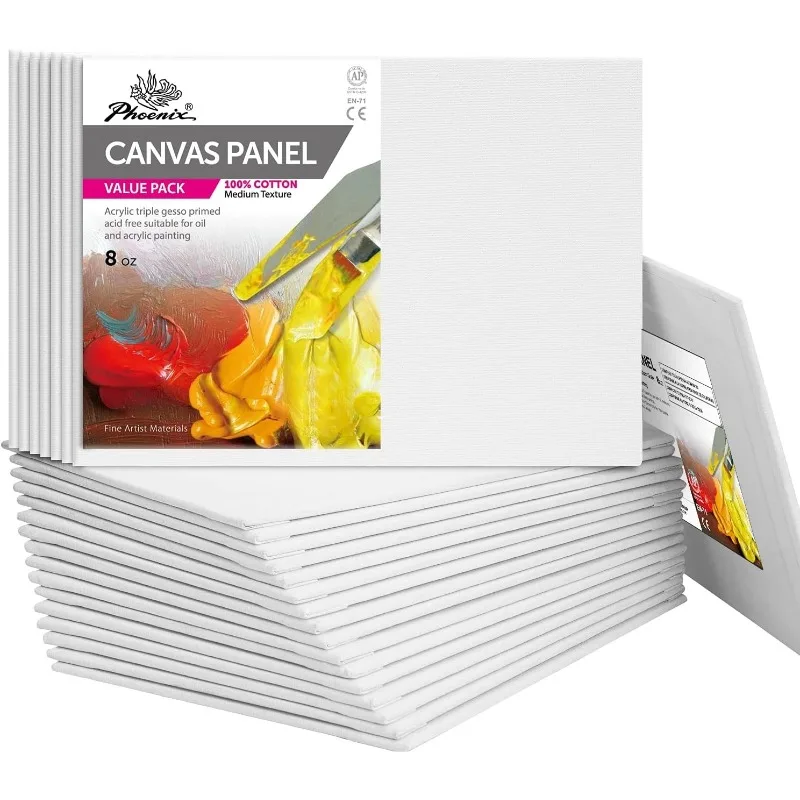 1PC PHOENIX Painting Canvas Panels8Oz Triple Primed 100% Cotton Acid Free White Blank Flat Canvas Boards for Acrylic Oil Paints