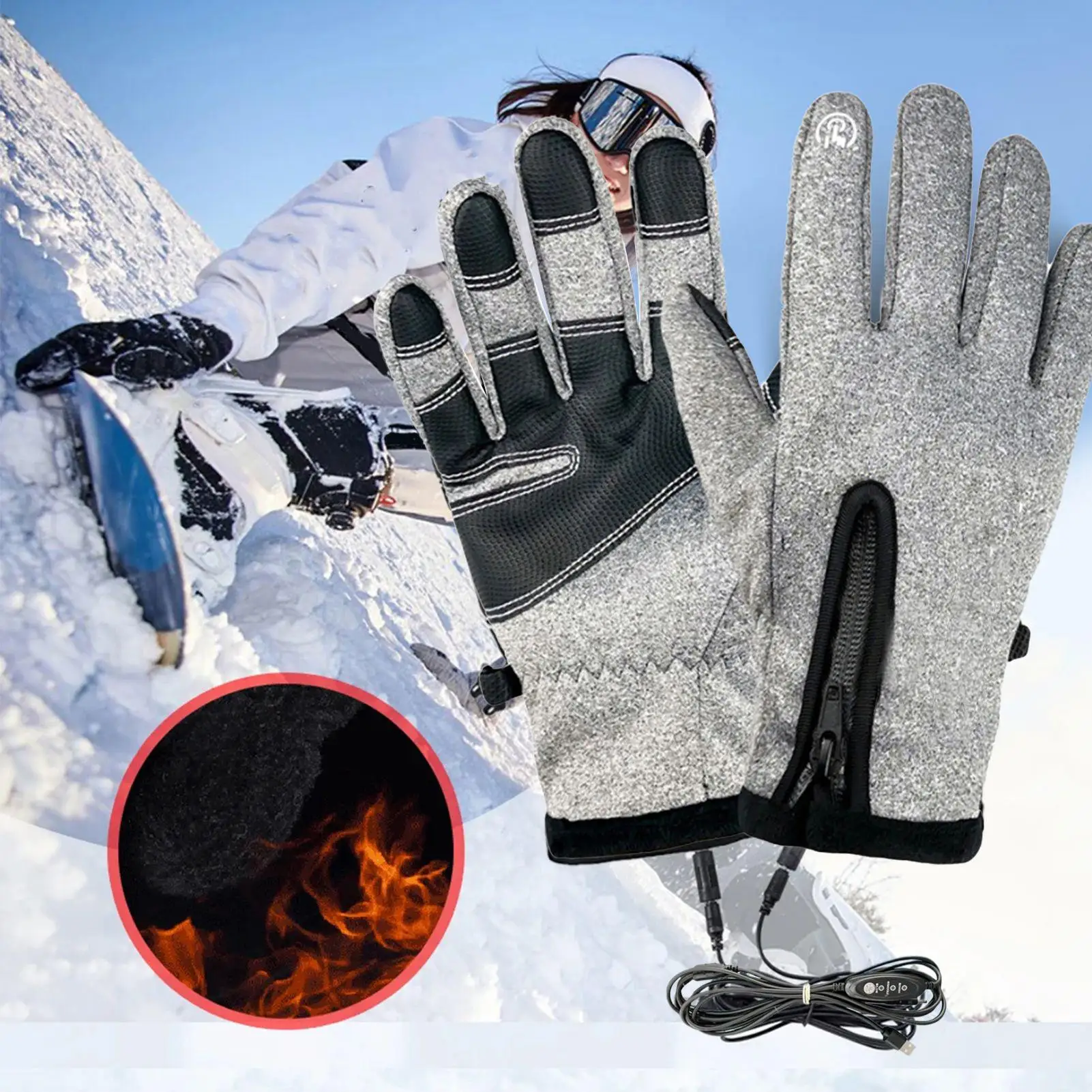 Guantes calefactables recargables, guantes calefactables con pantalla táctil, calentadores de manos, calentador a prueba de viento, equipo para exteriores para escalada, caza, esquí