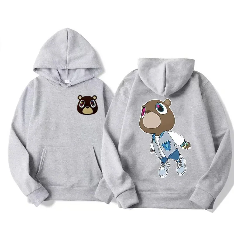 Men's Women Fashion Vintage Clothes Hooded Hip Hop Casual Oversized Sweatshirt Limited Kanye West Graduation Dropout Bear Hoodie