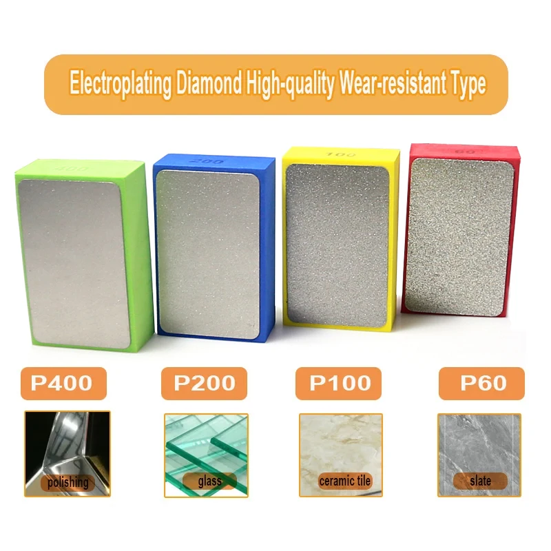 Diamond Polishing Hand Wipe Block, Almofada de mão para telha cerâmica Vidro Edging Dressing Metal Wood Finish, 90x60mm