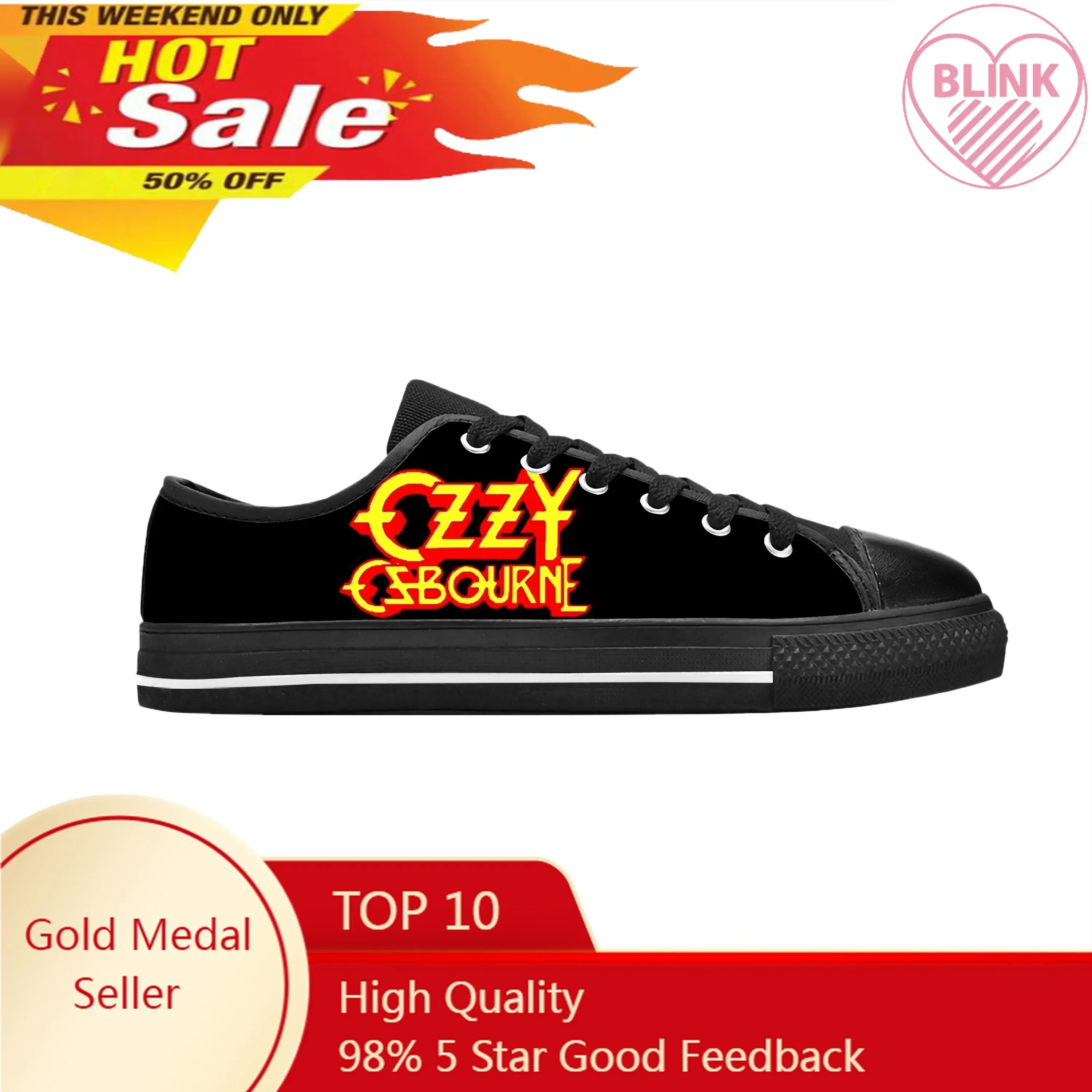 

Ozzy Osbourne Rock Band Music Singer Horror Gothic Casual Cloth Shoes Low Top Comfortable Breathable 3D Print Men Women Sneakers