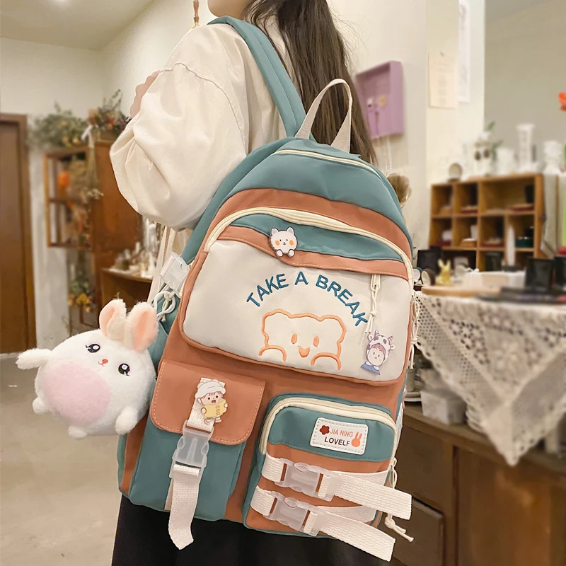 Kawaii Cotton Bookbag per adolescente zaino donna Fashion Travel Mochila Girls Cute Schoolbag Leisure Student zaino